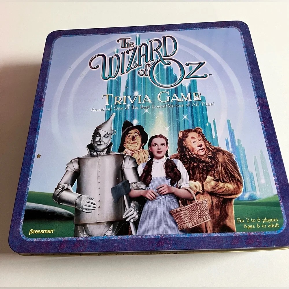 Vintage Pressman Wizard of Oz Trivia Game Metal Collector Tin 2 to 6 Players